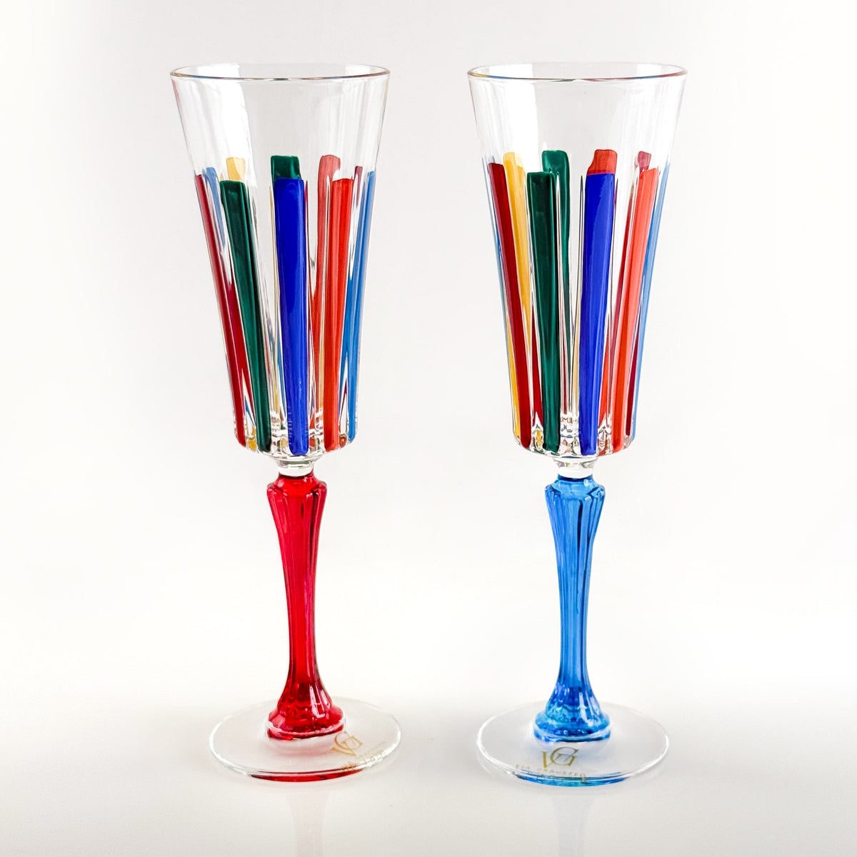 Set of 2 Champagne Glasses - Timeless Multicolor Opaque