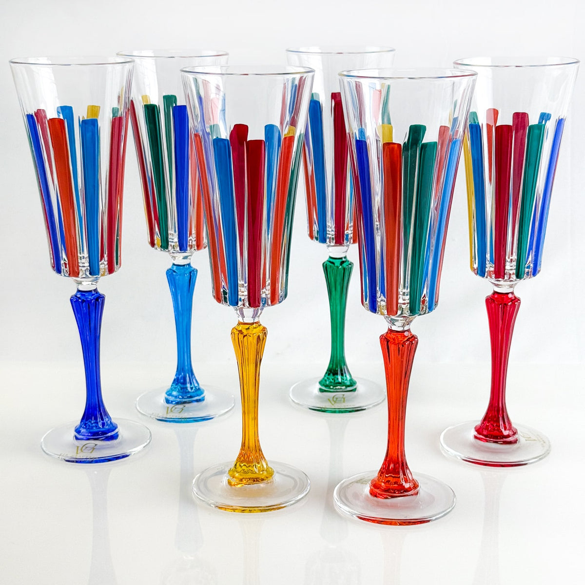 Set of 2 Champagne Glasses - Timeless Multicolor Opaque