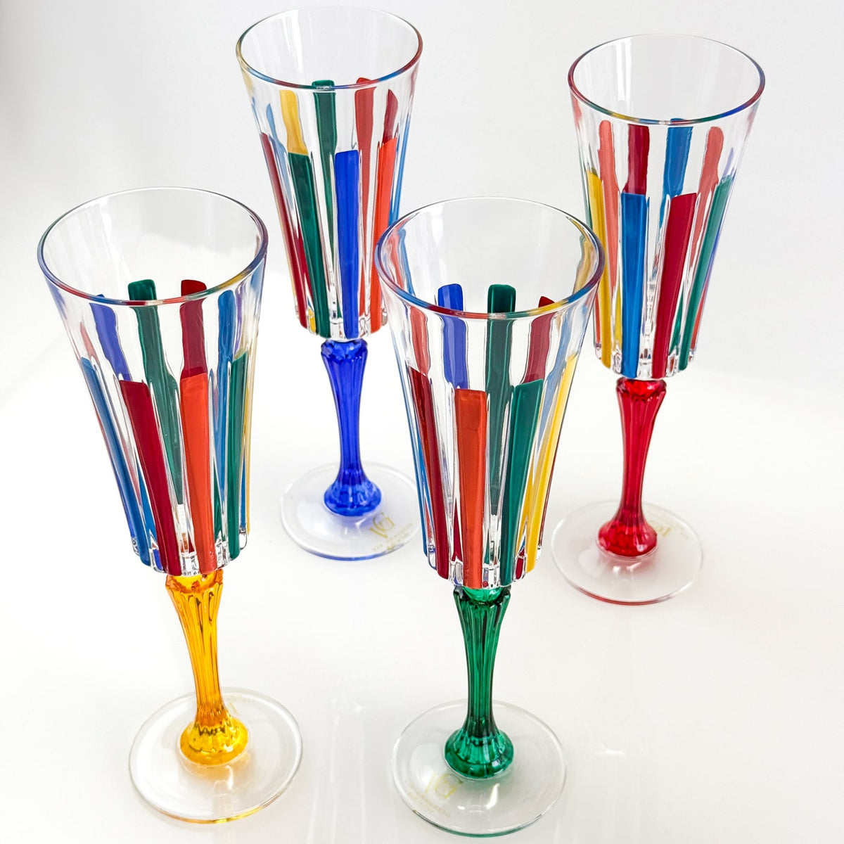 Set of 2 Champagne Glasses - Timeless Multicolor Opaque