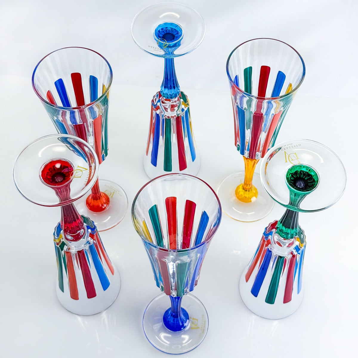 Set of 2 Champagne Glasses - Timeless Multicolor Opaque