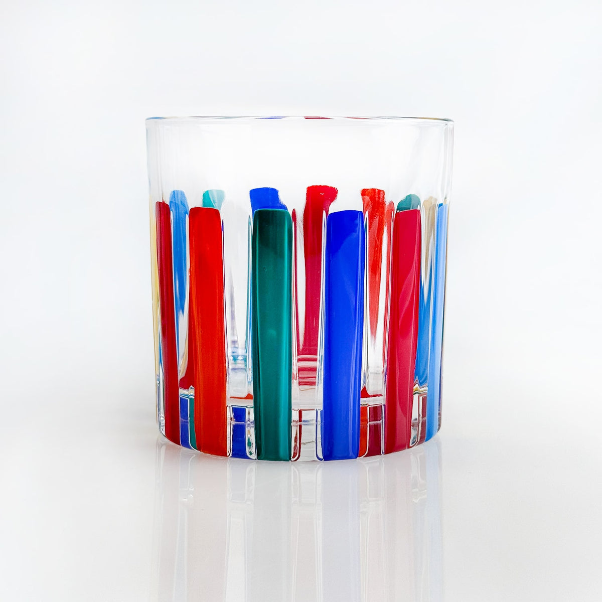 Set of 2 Crystal Short Drink Glasses, Multicolor Opaque