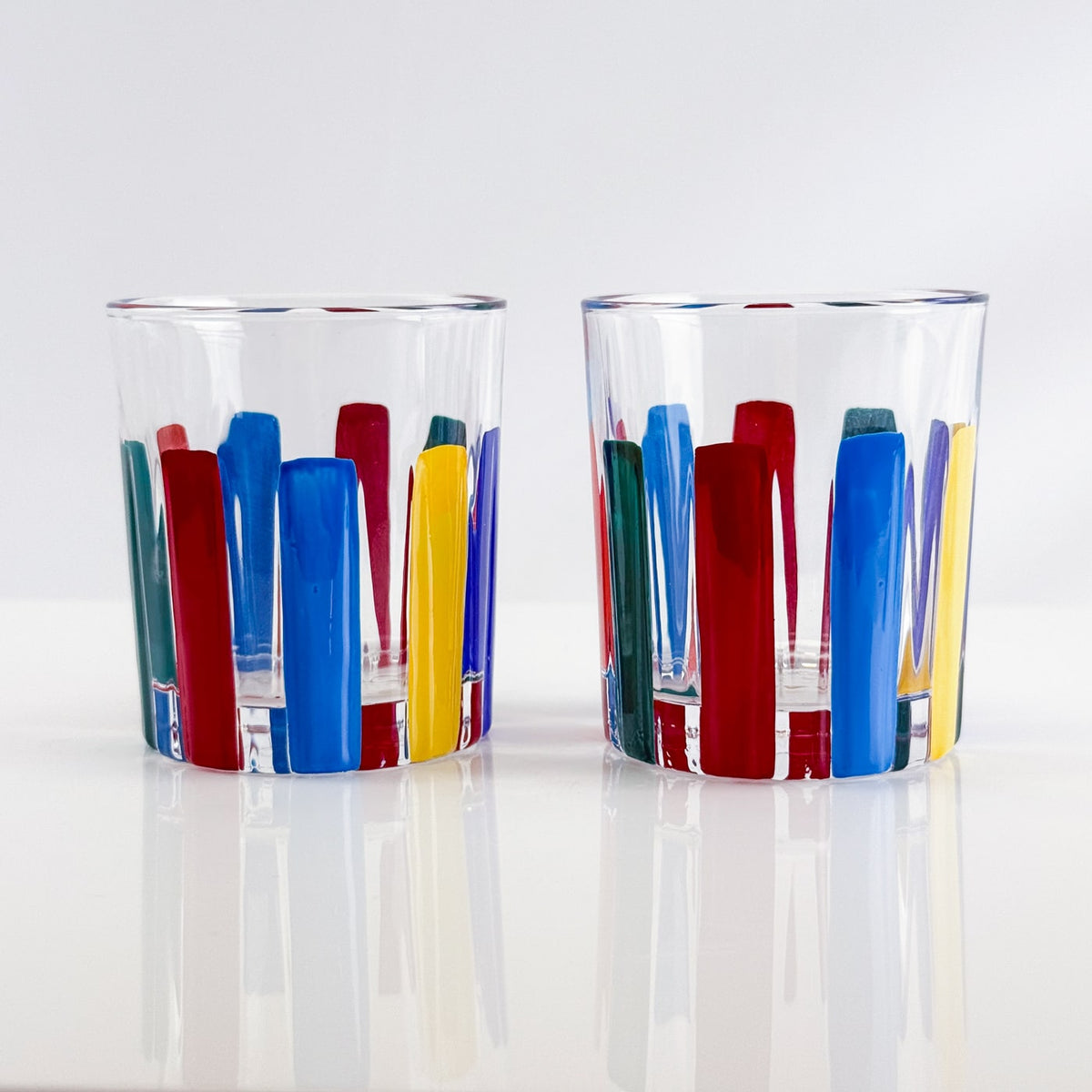 Set of 6 Crystal Shot Glasses, Timeless Multicolor Opaque