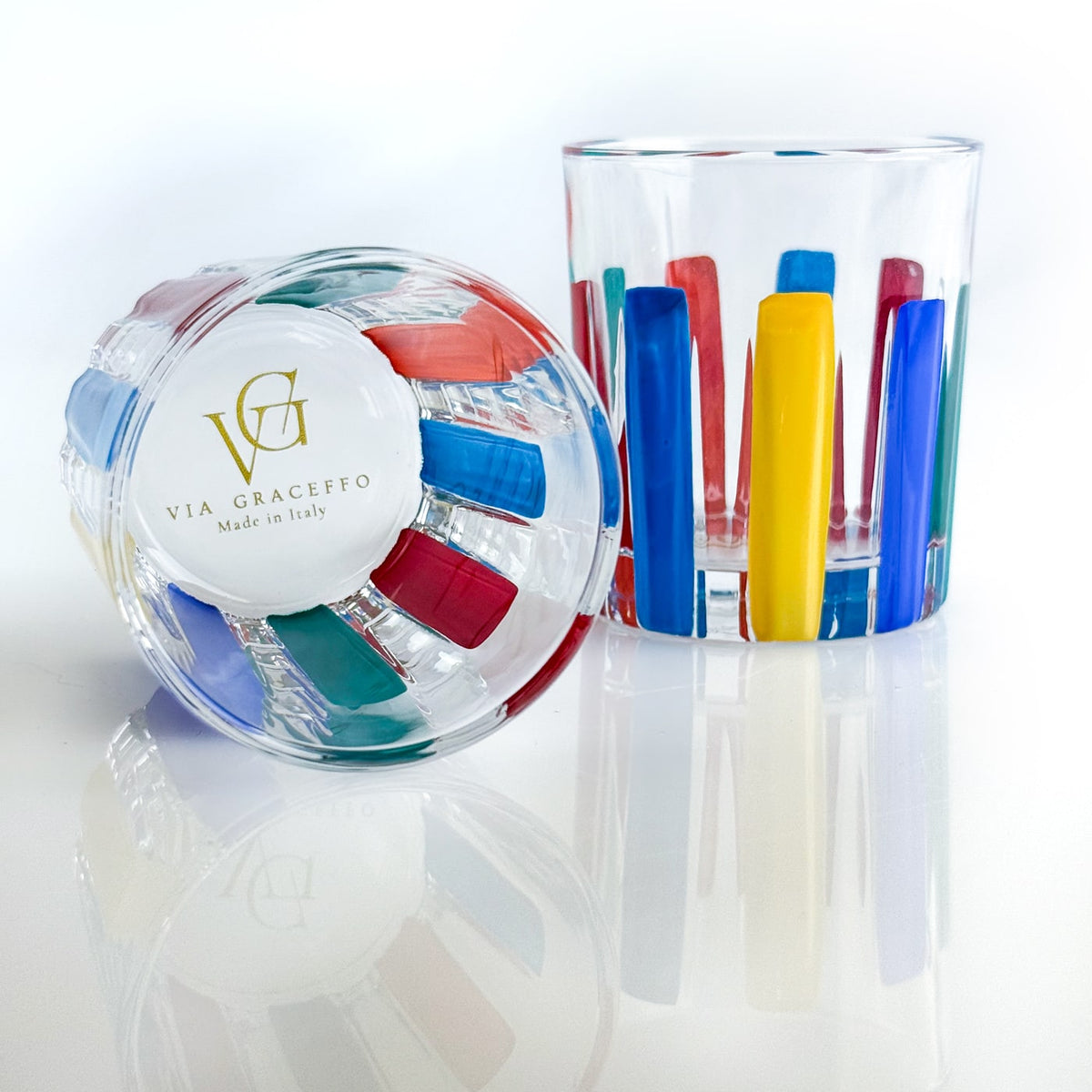 Set of 6 Crystal Shot Glasses, Timeless Multicolor Opaque