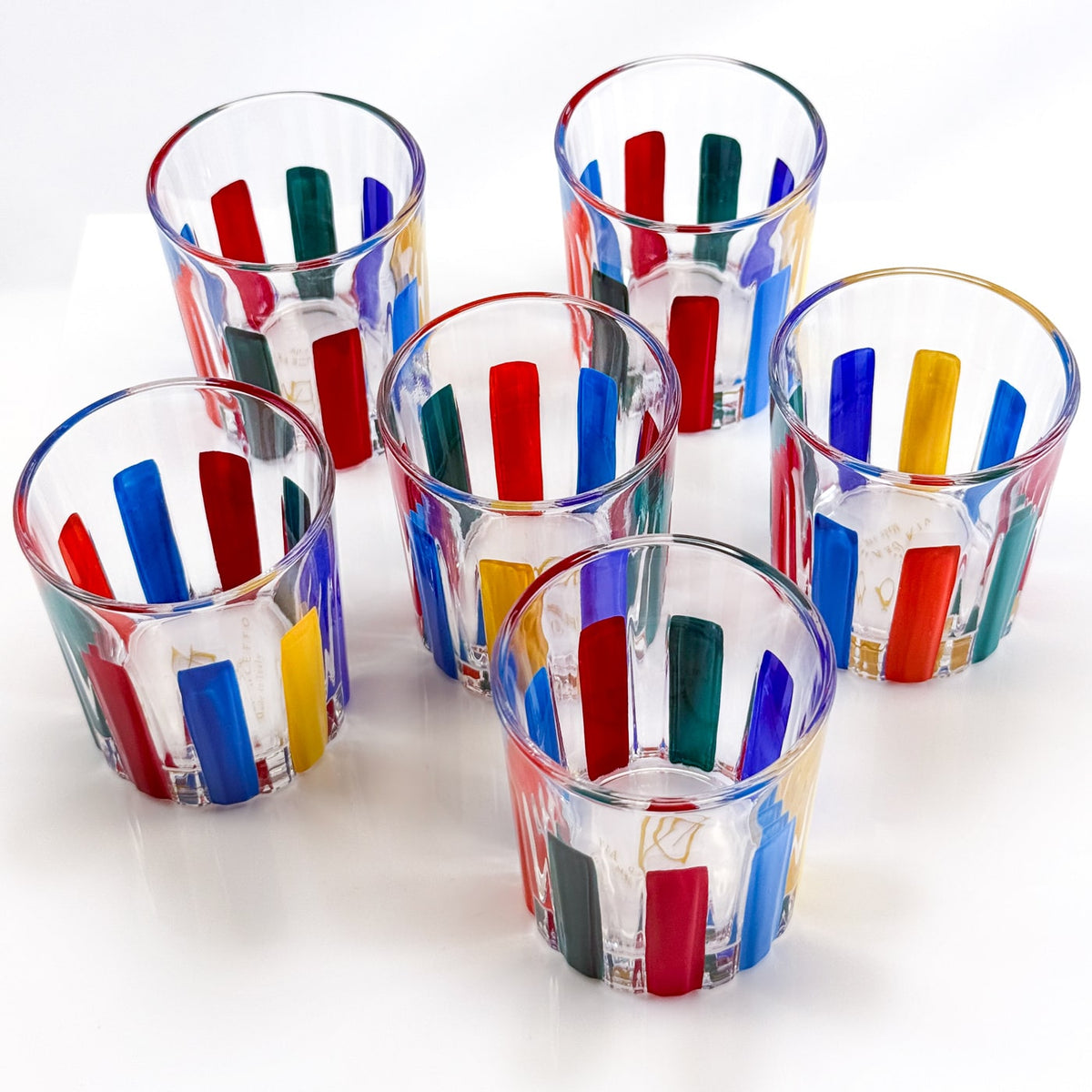 Set of 6 Crystal Shot Glasses, Timeless Multicolor Opaque