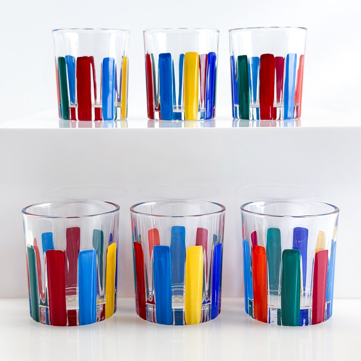 Set of 6 Crystal Shot Glasses, Timeless Multicolor Opaque