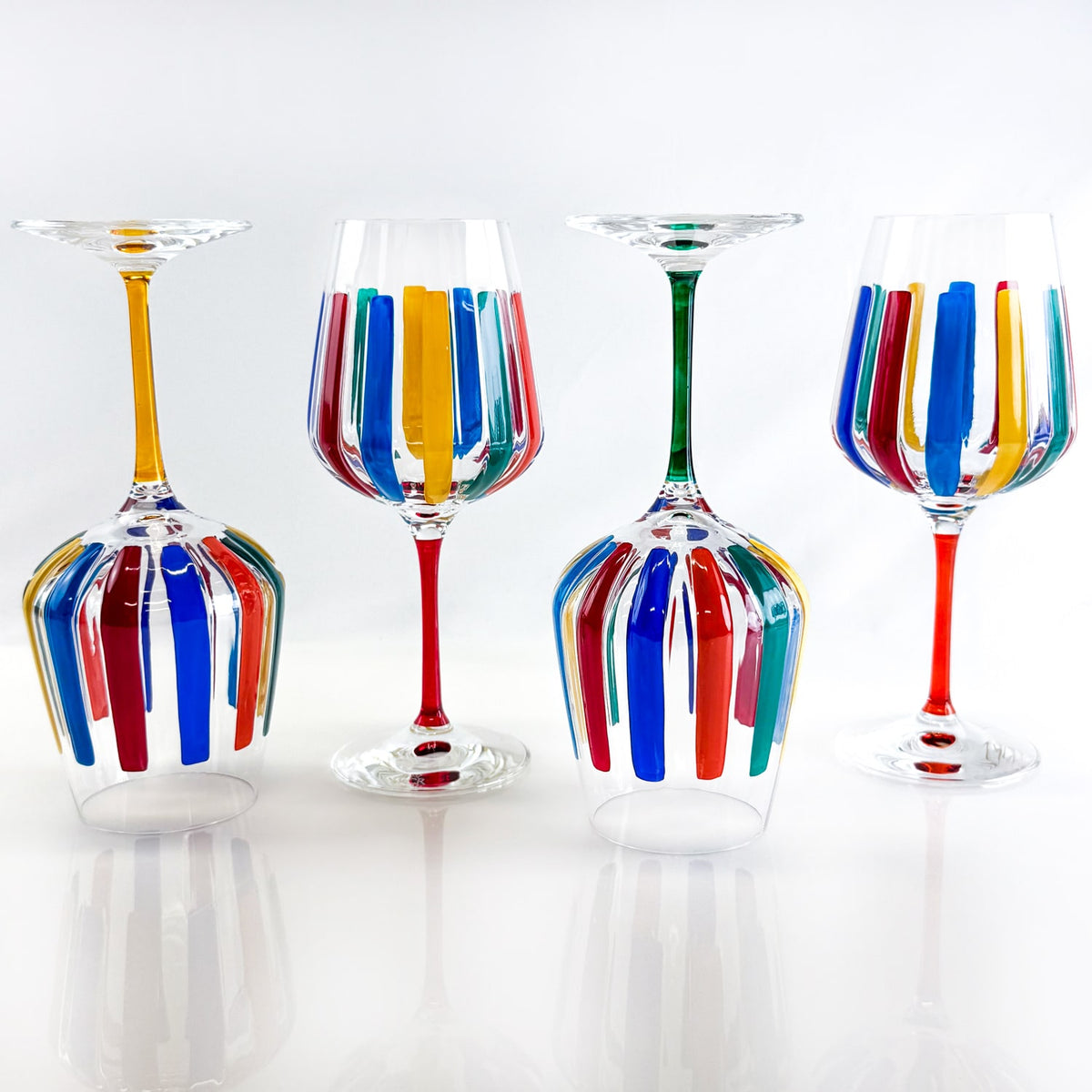 Italian Crystal Set of 2 Spritz Wine Glass, Multicolor Opaque
