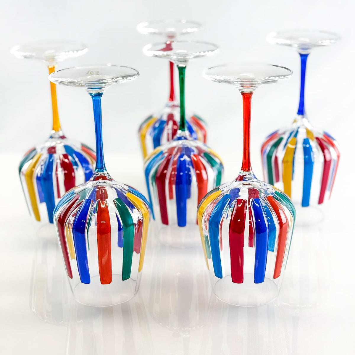 Italian Crystal Set of 2 Spritz Wine Glass, Multicolor Opaque