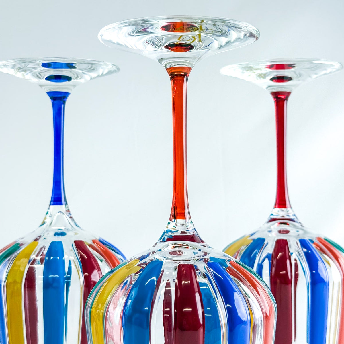 Italian Crystal Set of 2 Spritz Wine Glass, Multicolor Opaque