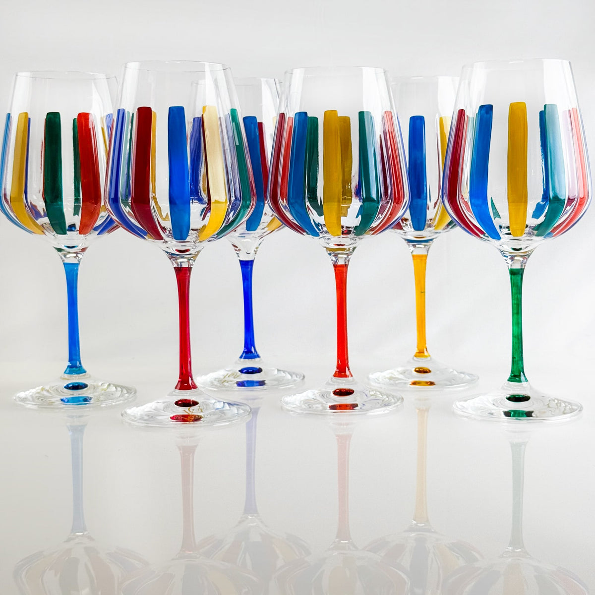Italian Crystal Set of 2 Spritz Wine Glass, Multicolor Opaque