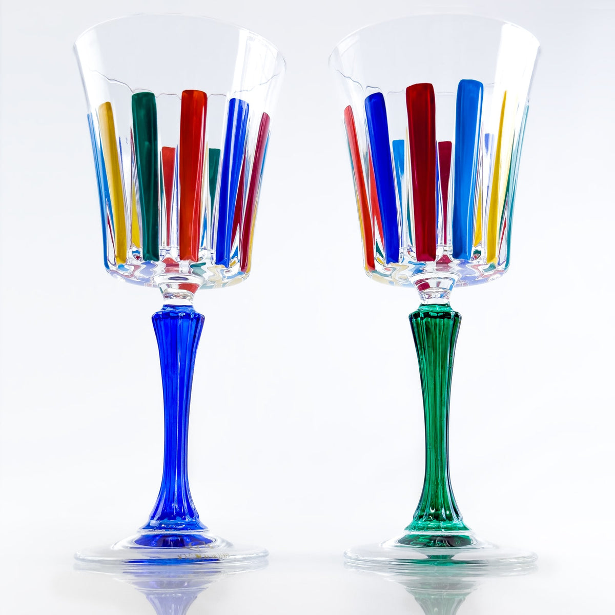 Set of 2 Crystal Wine Glasses, Timeless Multicolor Opaque