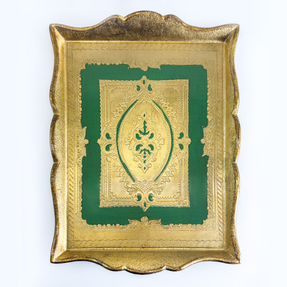 Florentine Carved Deep Sided Rectangle Tray, Made in Italy