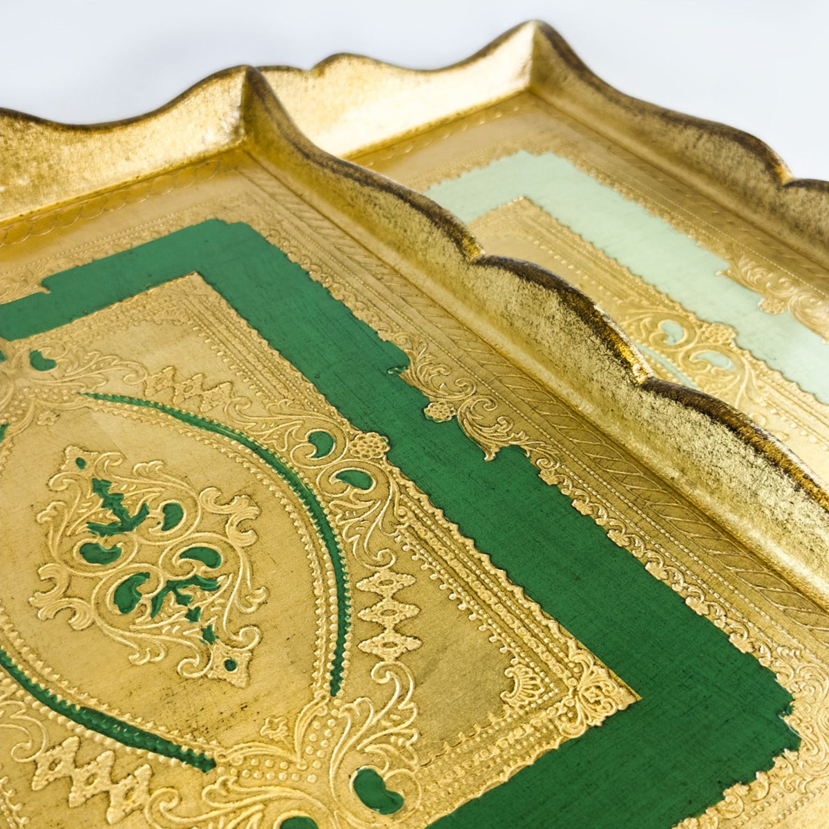 Florentine Carved Deep Sided Rectangle Tray, Made in Italy