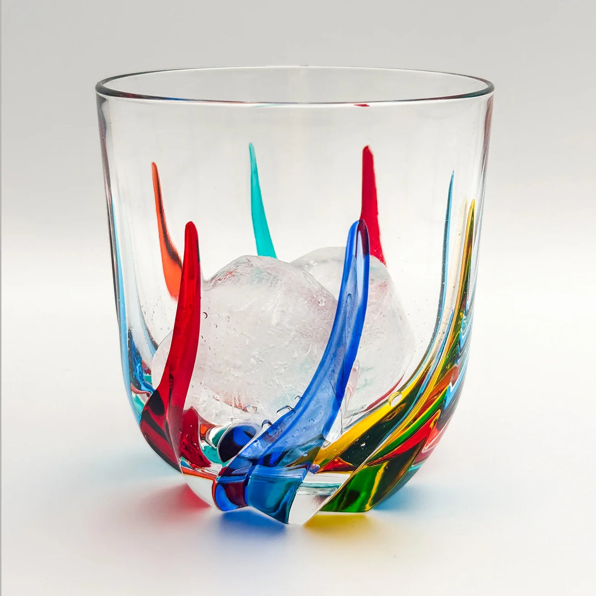 Trix Short Drink Glasses, Hand-Painted Italian Crystal, Set of 2