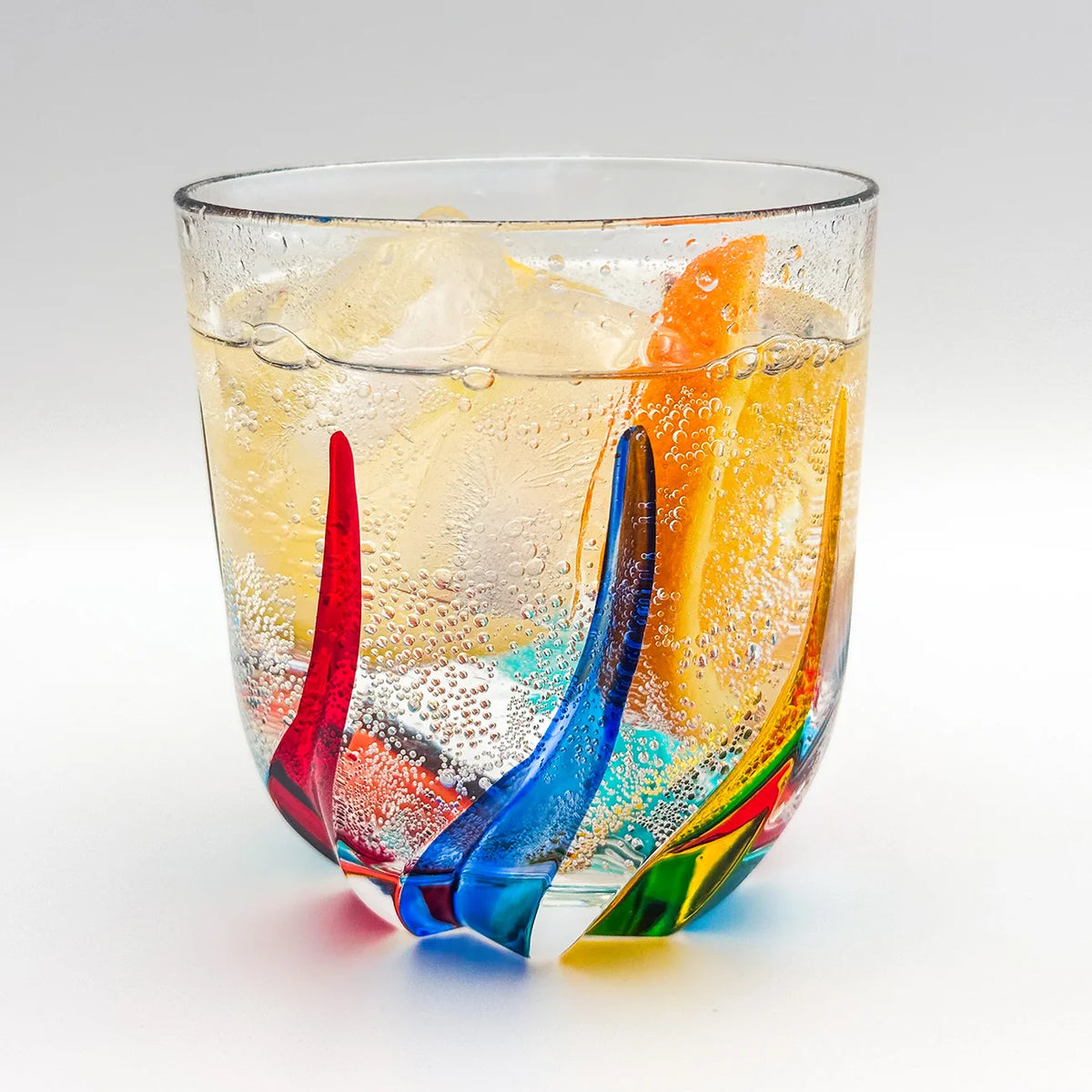 Trix Short Drink Glasses, Hand-Painted Italian Crystal, Set of 2