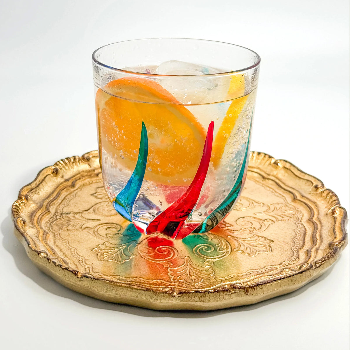 Trix Short Drink Glasses, Hand-Painted Italian Crystal, Set of 2