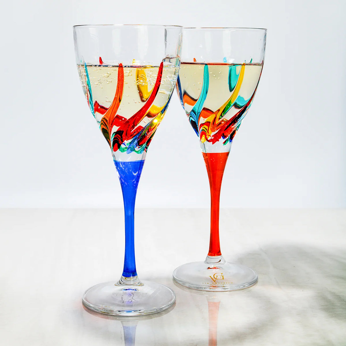 Set of 2 Venetian Crystal Wine Glasses – Trix Collection