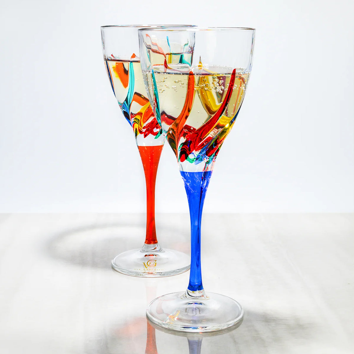 Set of 2 Venetian Crystal Wine Glasses – Trix Collection