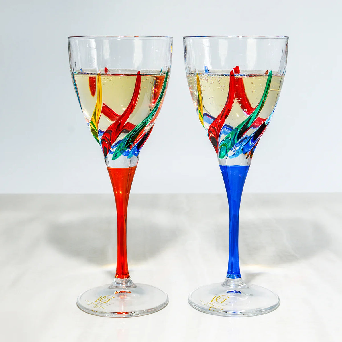 Set of 2 Venetian Crystal Wine Glasses – Trix Collection