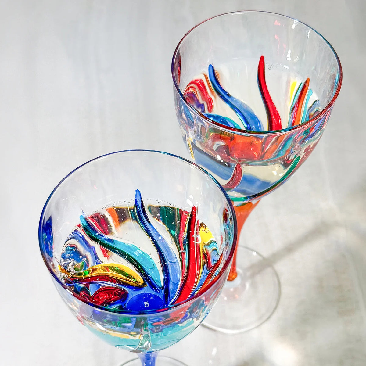 Set of 2 Venetian Crystal Wine Glasses – Trix Collection