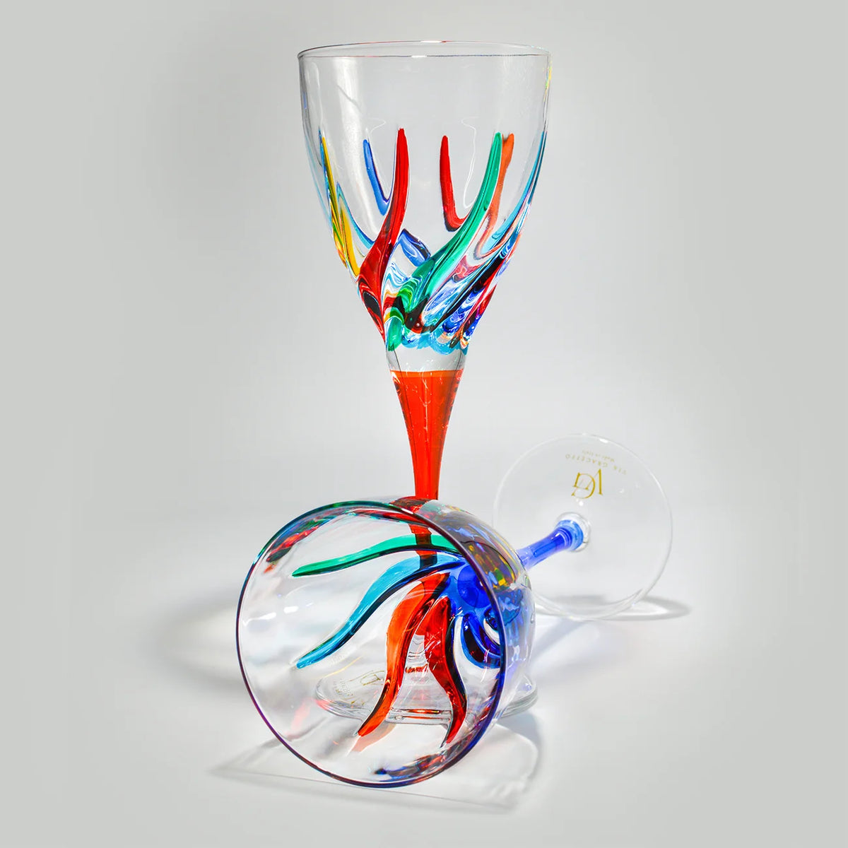 Set of 2 Venetian Crystal Wine Glasses – Trix Collection