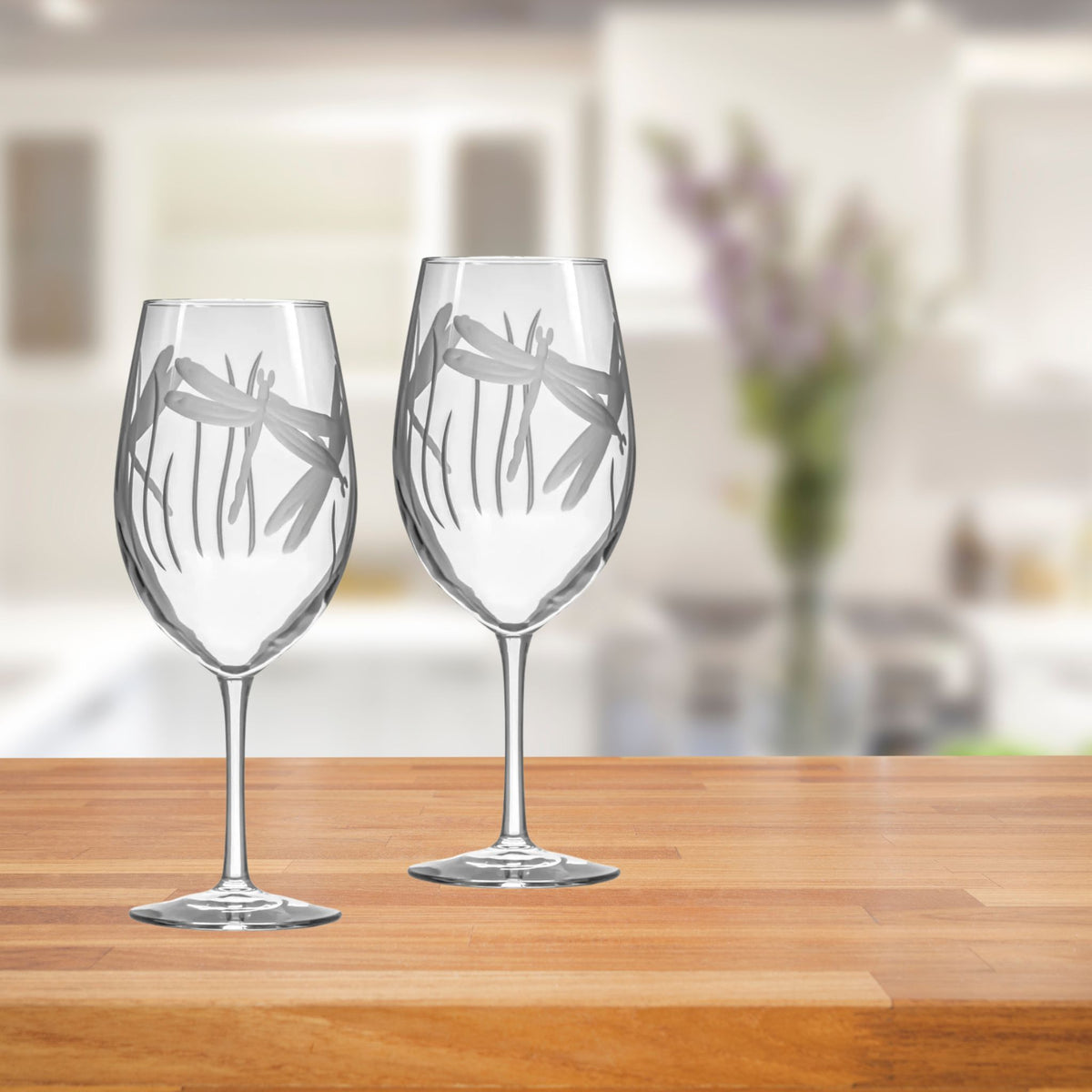 Set of 2 - Dragonfly Wine Glasses - 18oz - USA Made - My Italian Decor