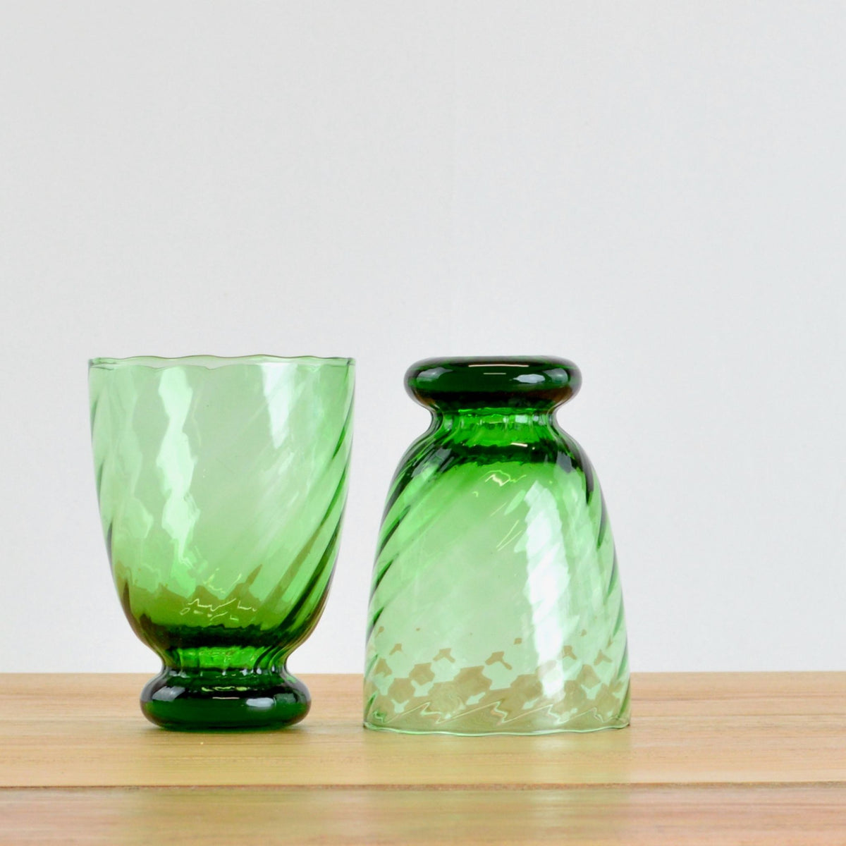 Set of 2 Drinking Glasses - Vinci Short Tumblers - Green, Clear, Blue - My Italian Decor