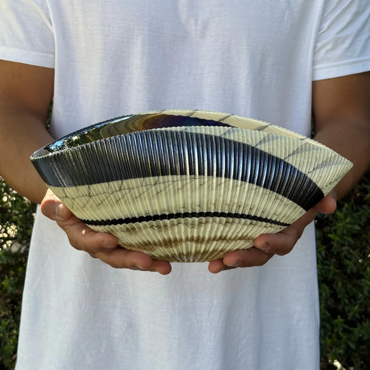Elegant 12-inch Murano glass shell bowl by My Italian Decor, featuring a smooth, artistic design for decorative use.