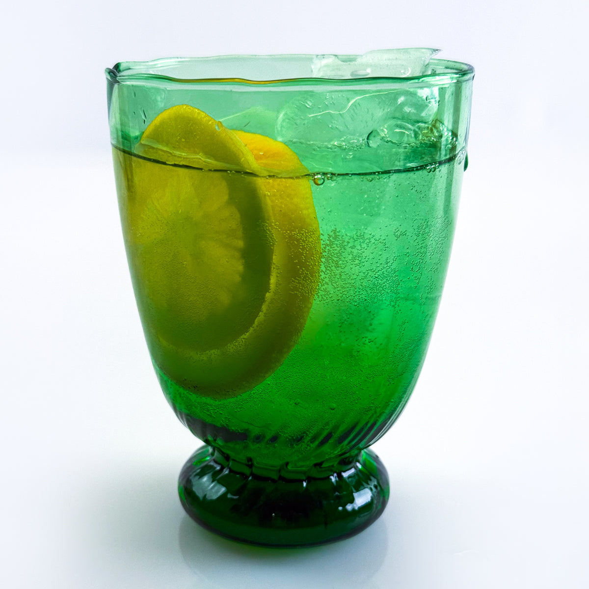 Set of 2 Drinking Glasses - Vinci Short Tumblers - Green, Clear, Blue - My Italian Decor