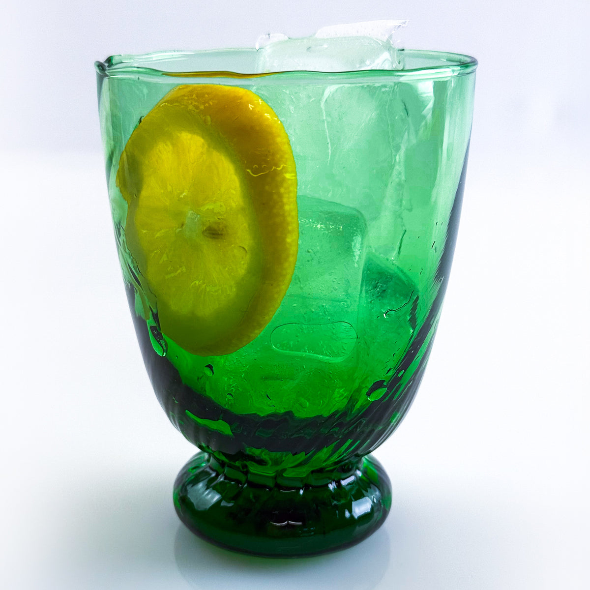 Set of 2 Drinking Glasses - Vinci Short Tumblers - Green, Clear, Blue - My Italian Decor
