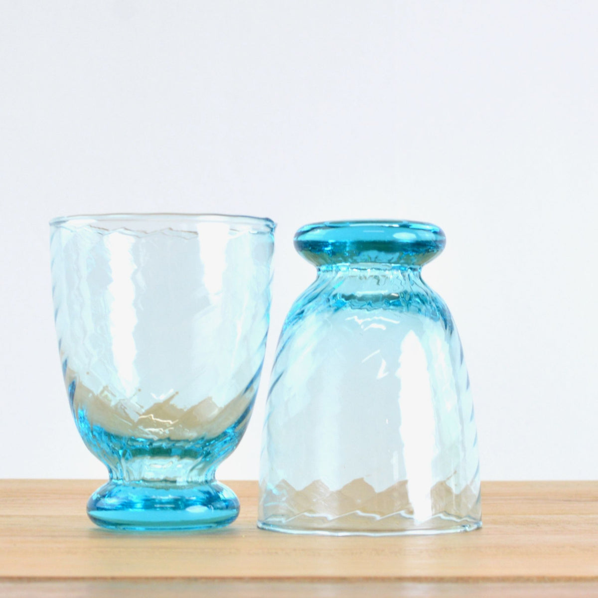Set of 2 Drinking Glasses - Vinci Short Tumblers - Green, Clear, Blue - My Italian Decor