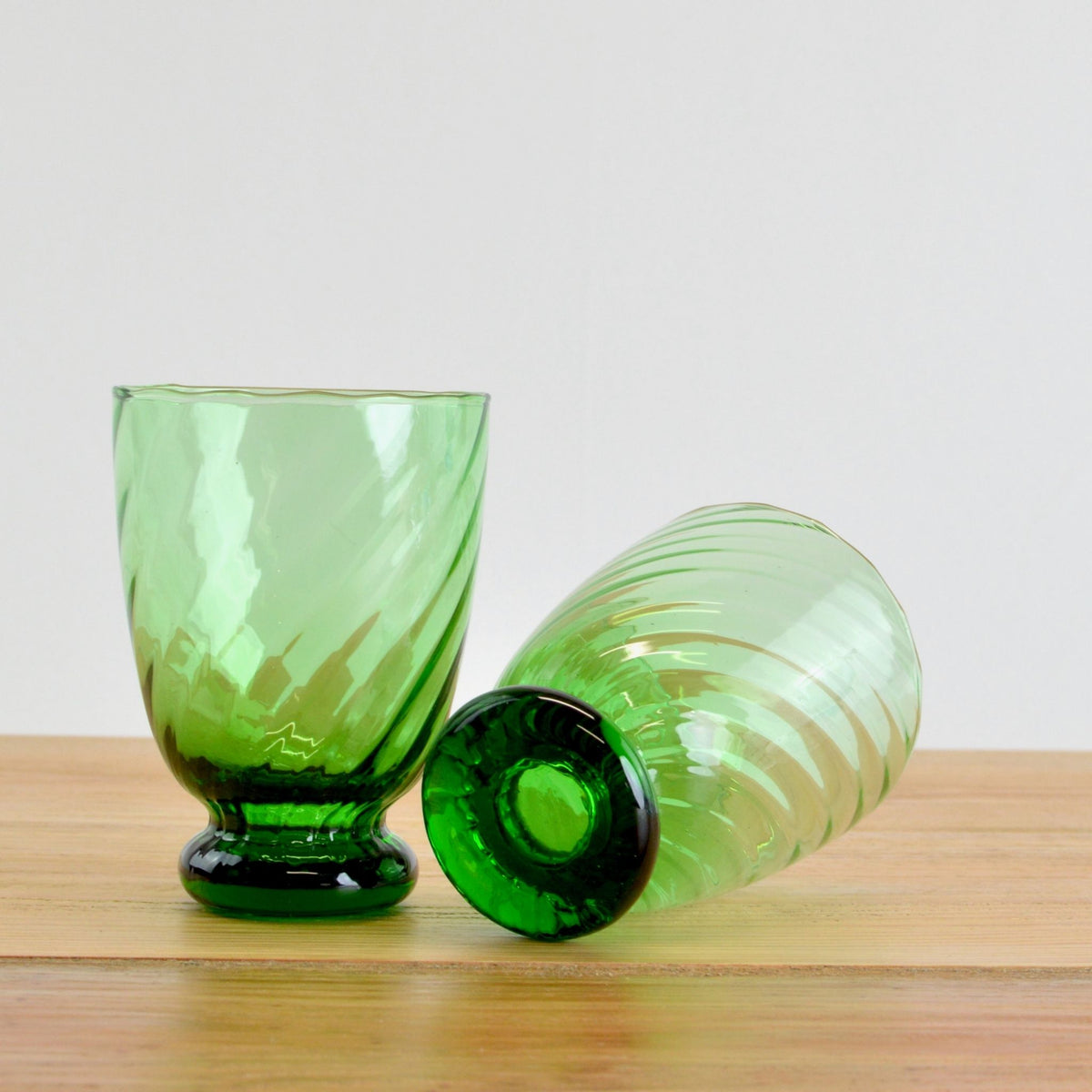 Set of 2 Drinking Glasses - Vinci Short Tumblers - Green, Clear, Blue - My Italian Decor
