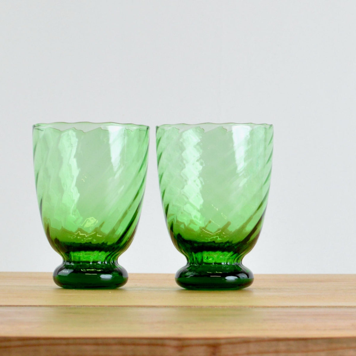 Set of 2 Drinking Glasses - Vinci Short Tumblers - Green, Clear, Blue - My Italian Decor