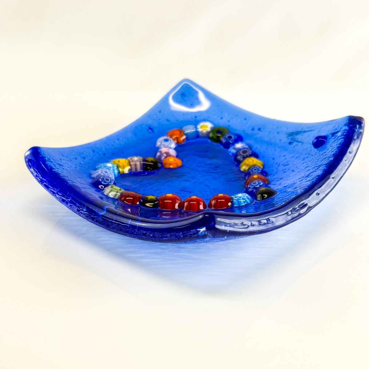 Murano Glass Heart Dish - 4 inch catch-all Millefiori Dish