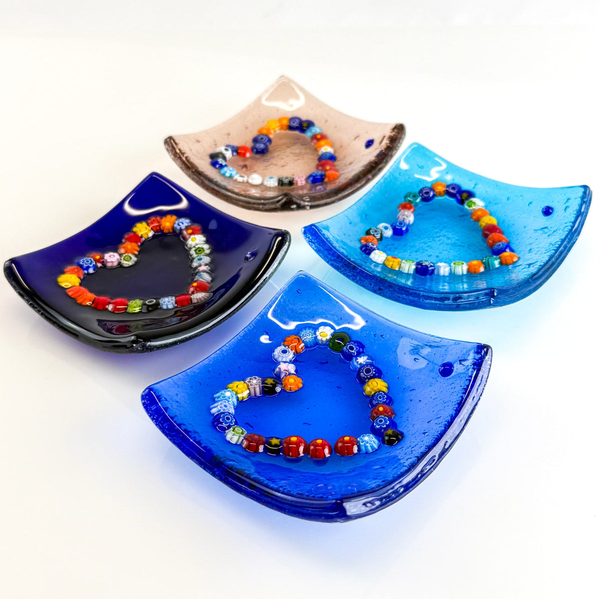 Murano Glass Heart Dish - 4 inch catch-all Millefiori Dish
