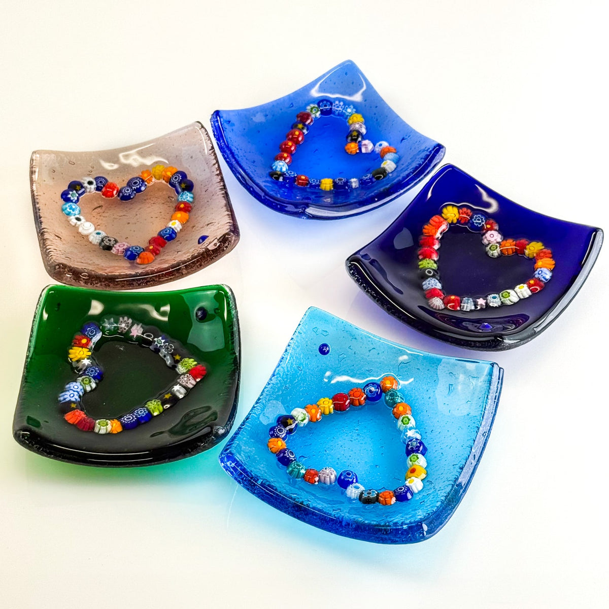 Murano Glass Heart Dish - 4 inch catch-all Millefiori Dish