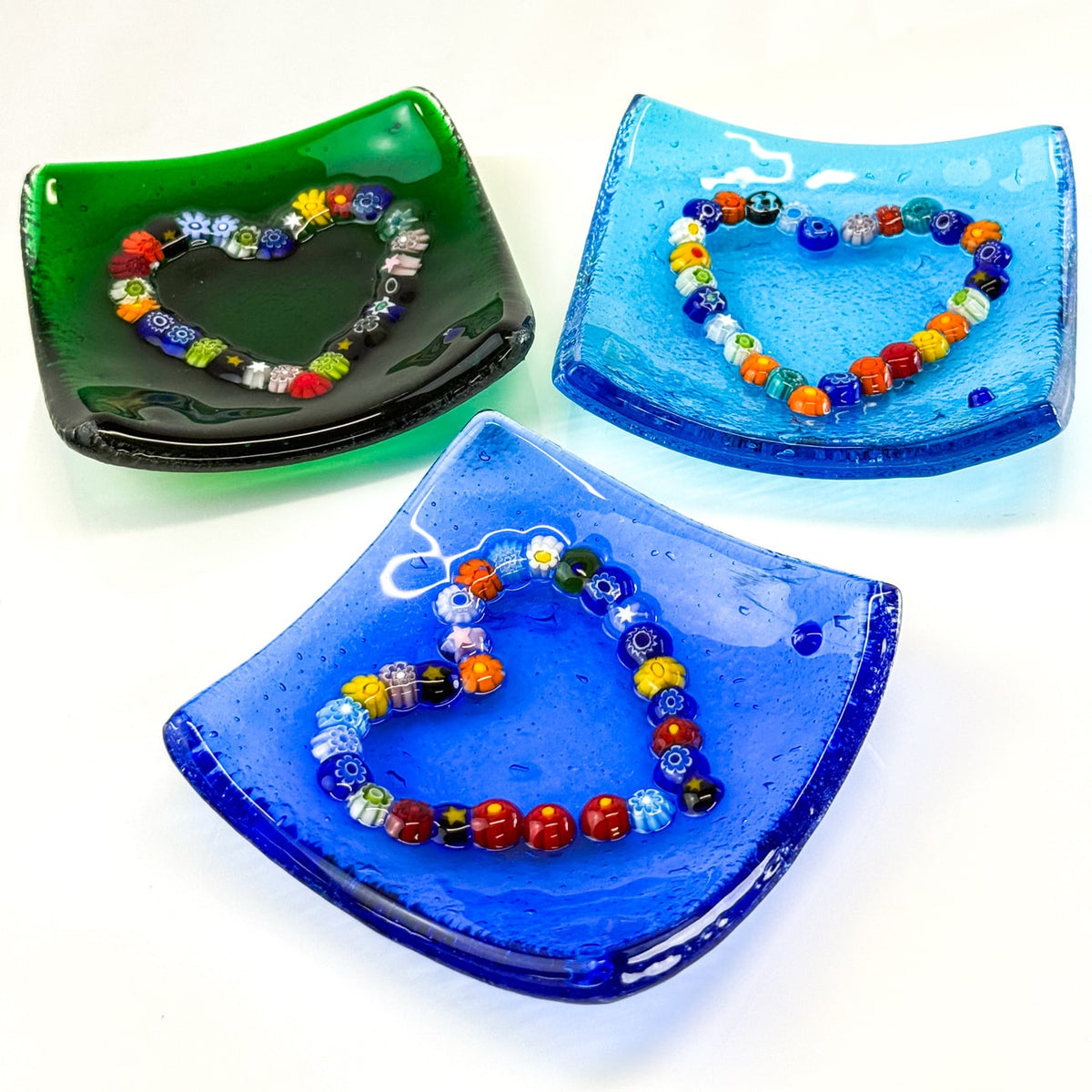 Murano Glass Heart Dish - 4 inch catch-all Millefiori Dish