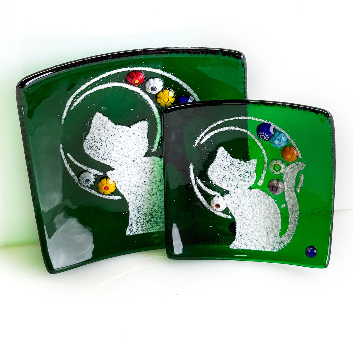 Kitty Cat Catch-All Dish, Small or Medium, Murano Glass