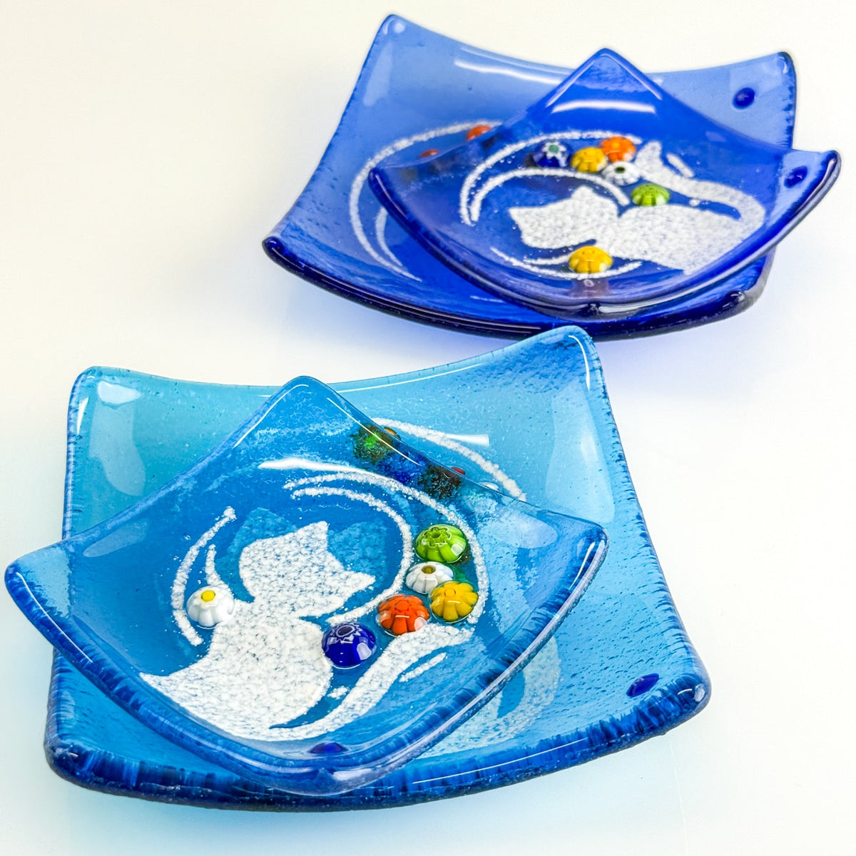Kitty Cat Catch-All Dish, Small or Medium, Murano Glass