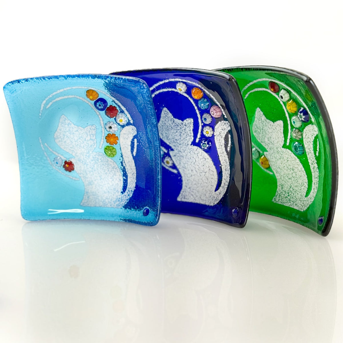 Kitty Cat Catch-All Dish, Small or Medium, Murano Glass