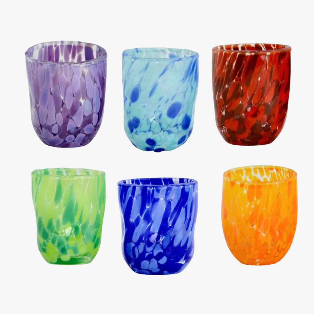 Murano Glass Viva Shot Glasses, Made in Italy