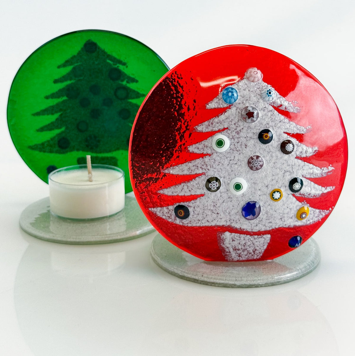 Murano Glass Votive Holder - Christmas Tree - Made in Italy