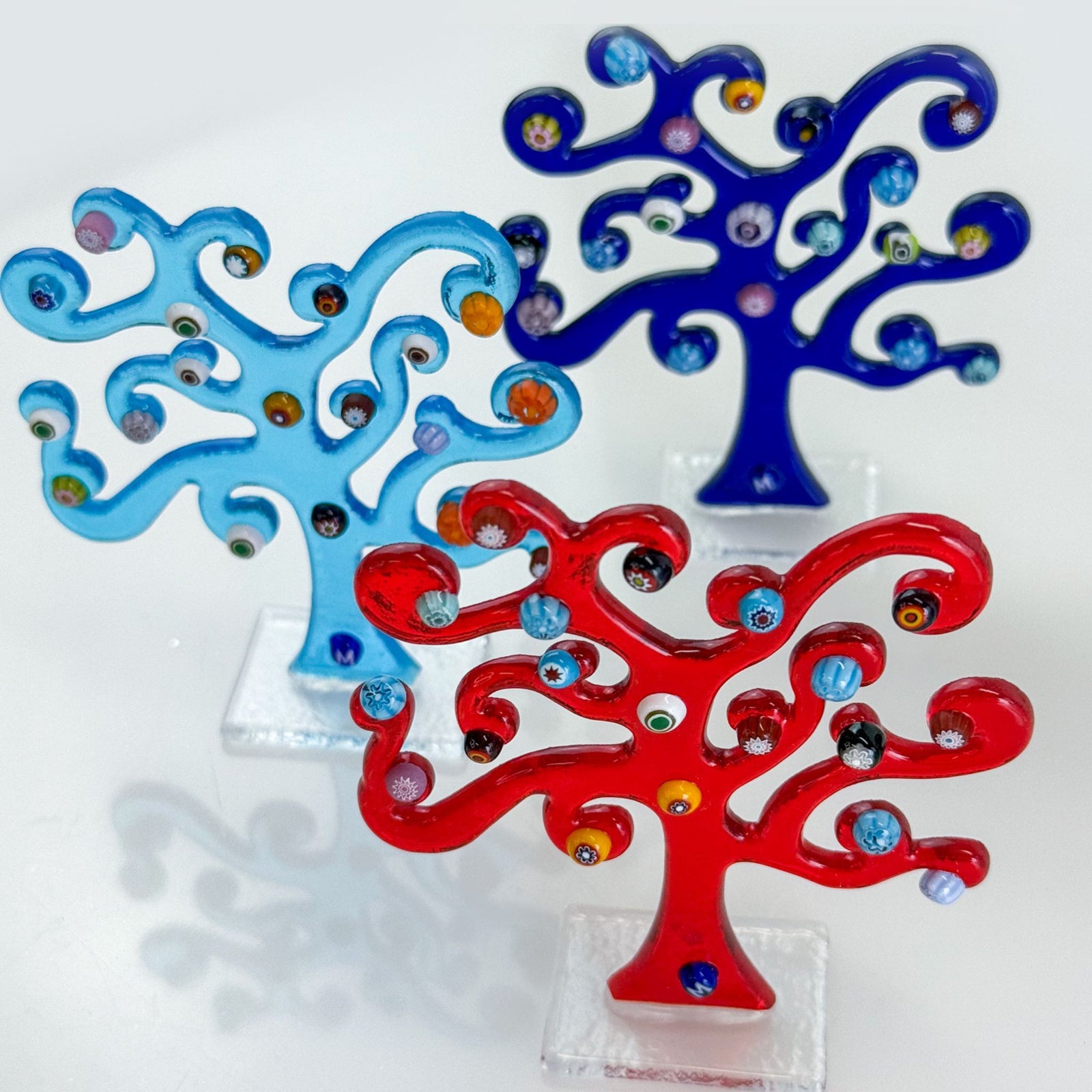 Murano glass Windy Klimt Tree figurine by My Italian Decor, seasonal holiday decoration with intricate design and vibrant colors.