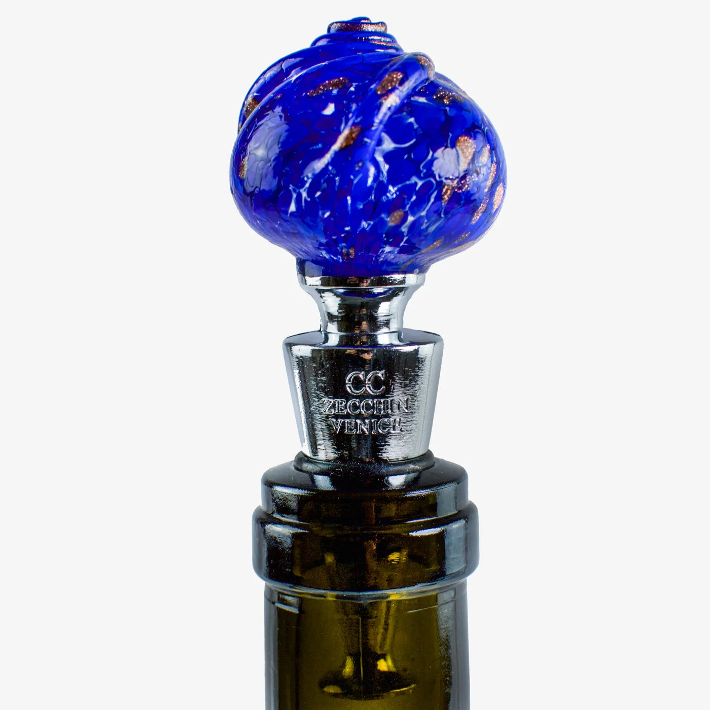 Murano glass wine stopper in rose style, handcrafted by My Italian Decor, featuring a delicate pink rose design for elegant wine preservation.