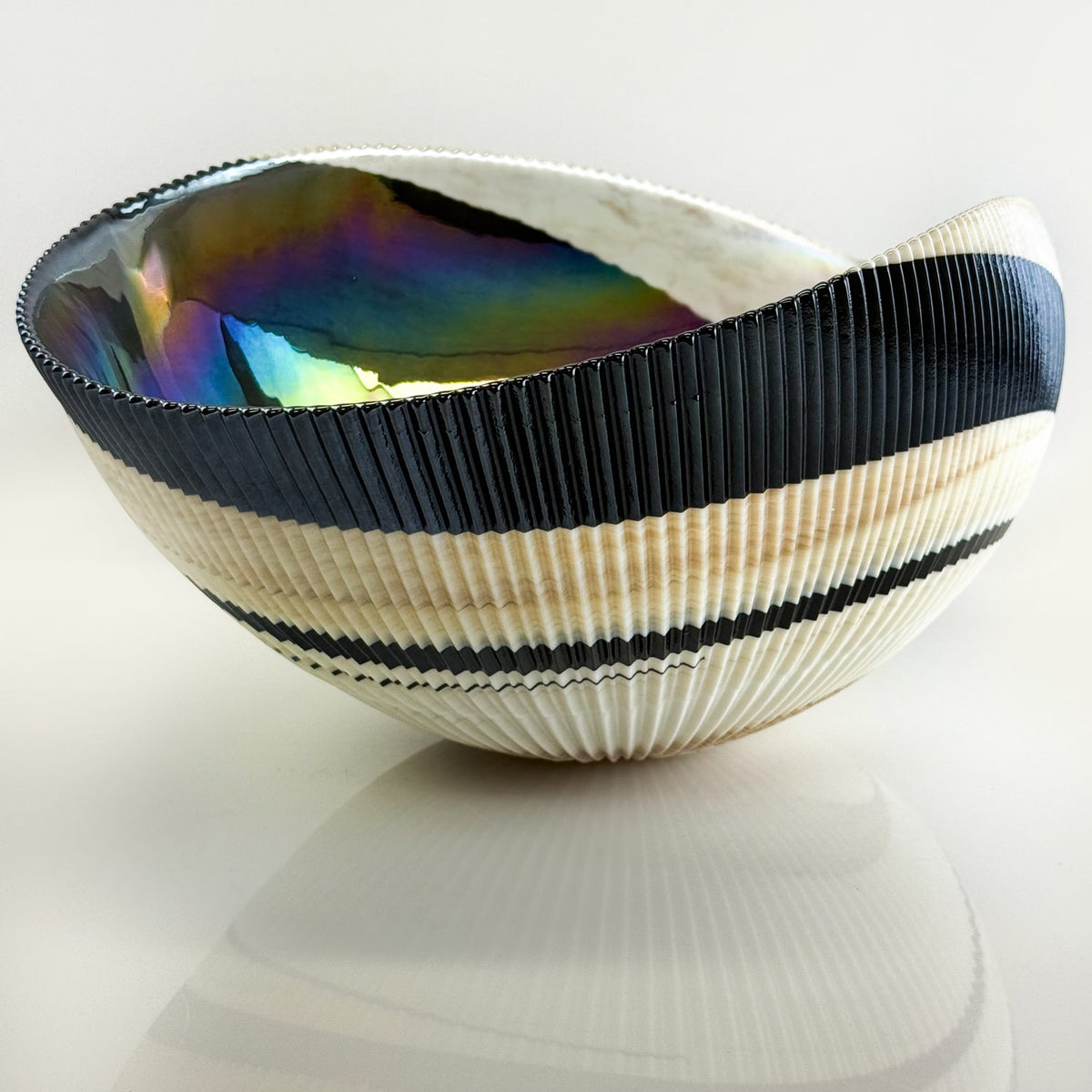 Murano Glass Large 17" Shell Decorative Bowl, Made in Italy