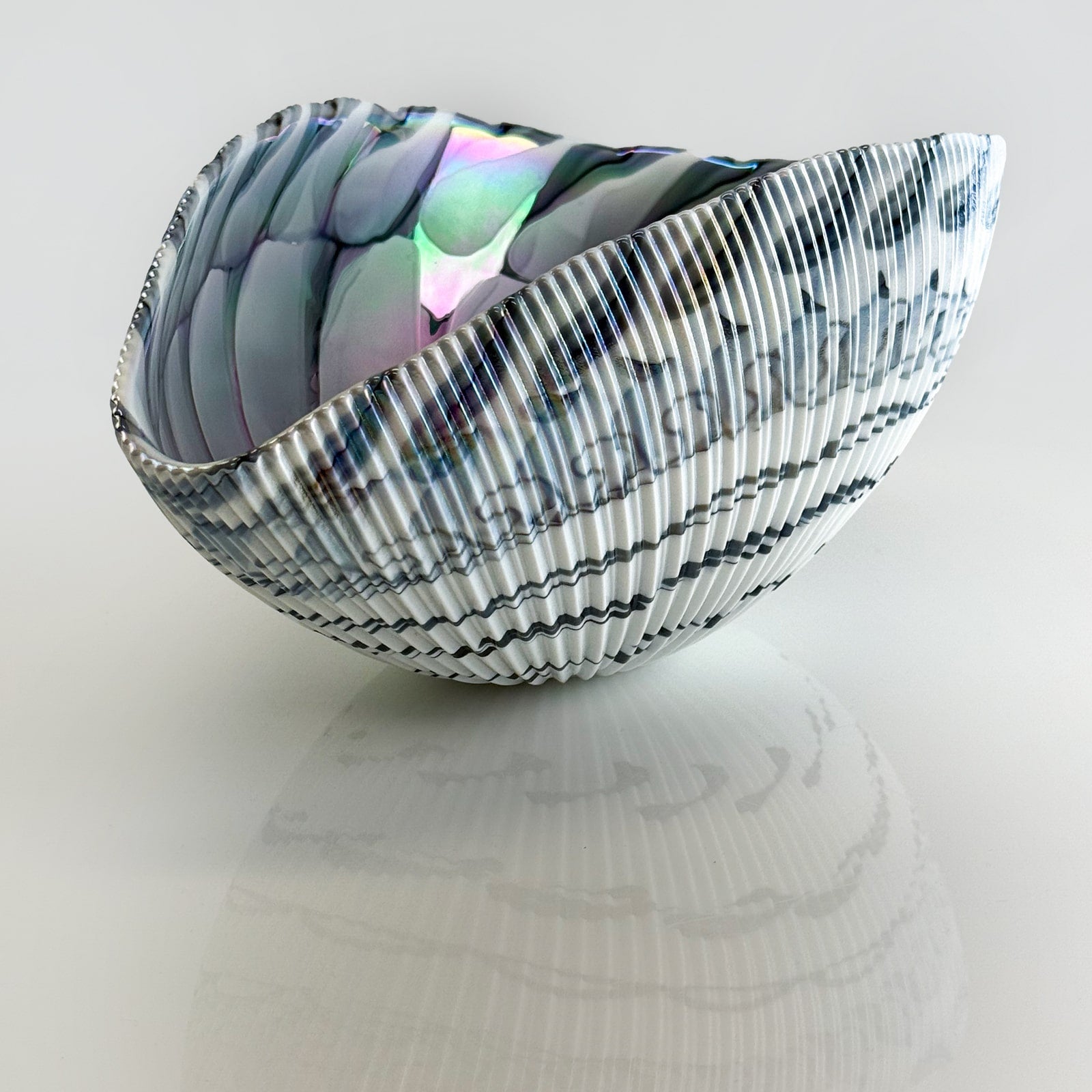 Medium Murano Glass shell-shaped decorative bowl from Italy, featuring vibrant colors and intricate design by My Italian Decor.