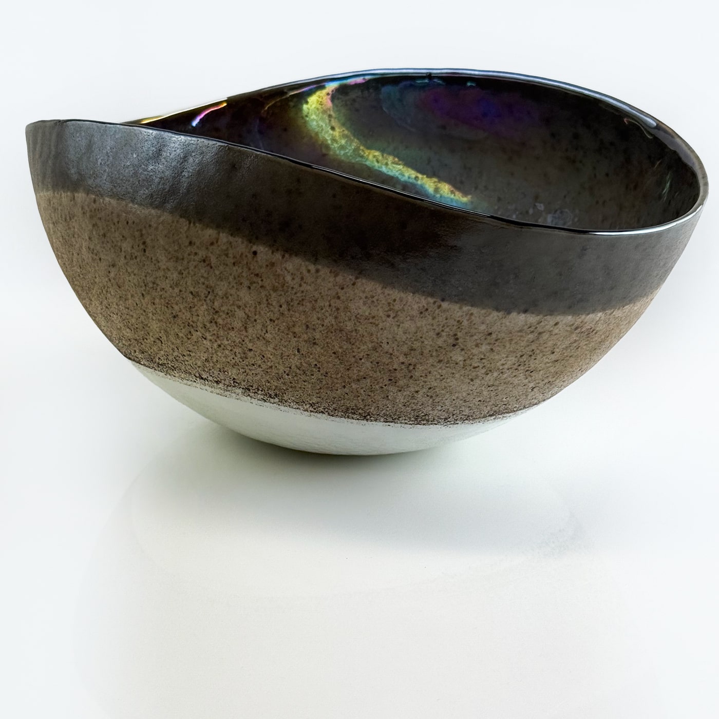 Small Murano Glass folded shell bowl by My Italian Decor, 6-inch handcrafted Italian glass bowl with a textured shell design.