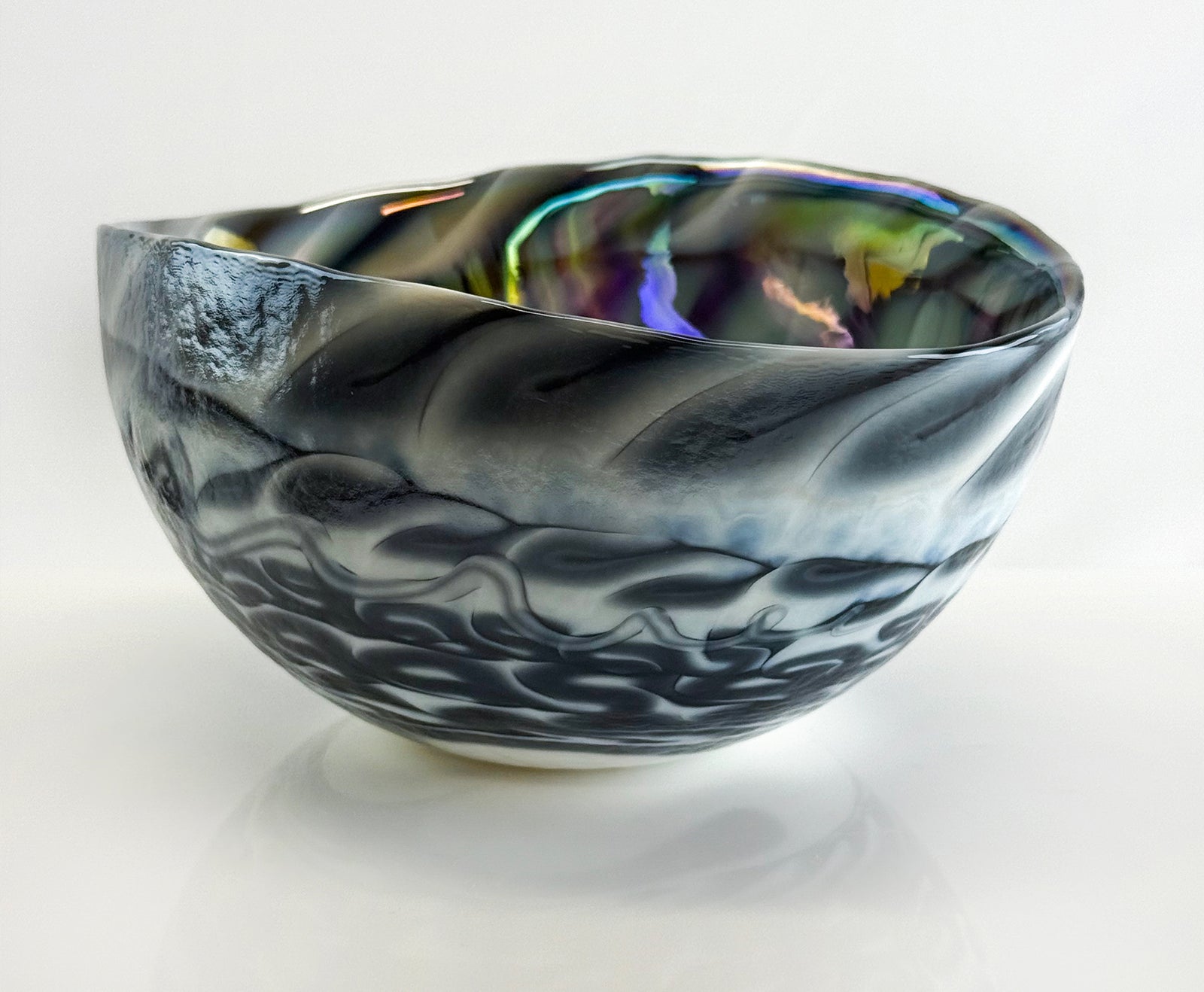 Small Murano Glass folded shell bowl by My Italian Decor, 6-inch handcrafted Italian glass bowl with a textured shell design.
