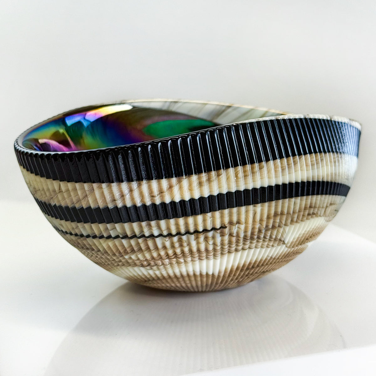 Murano Glass 6" Folded Shell Small Bowl, Made in Italy