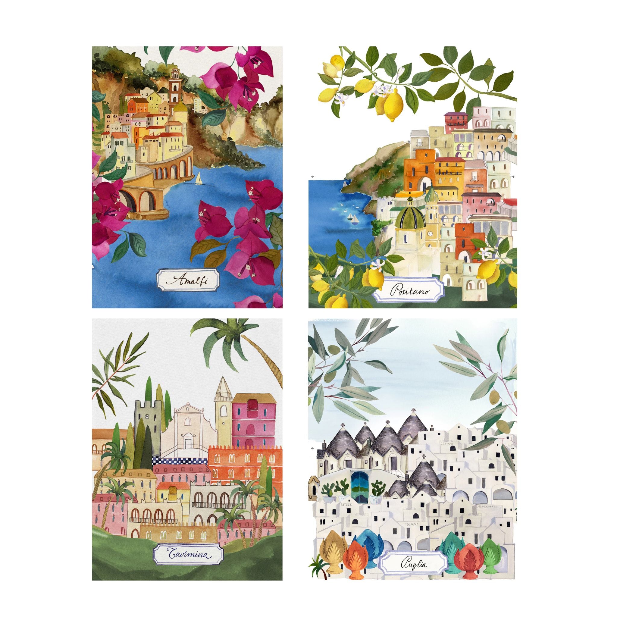 Bell'Italia linen kitchen towel with all-city design, made in Italy, featuring high-quality 100% linen table linen from My Italian Decor.