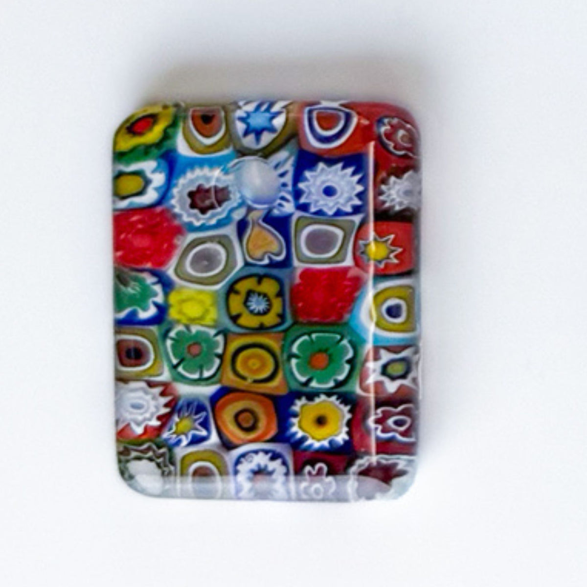 Millefiori Rectangle Pendant on cord, Made in Murano